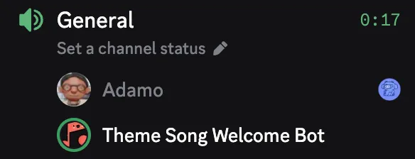 Theme Song Welcome Bot running in Discord